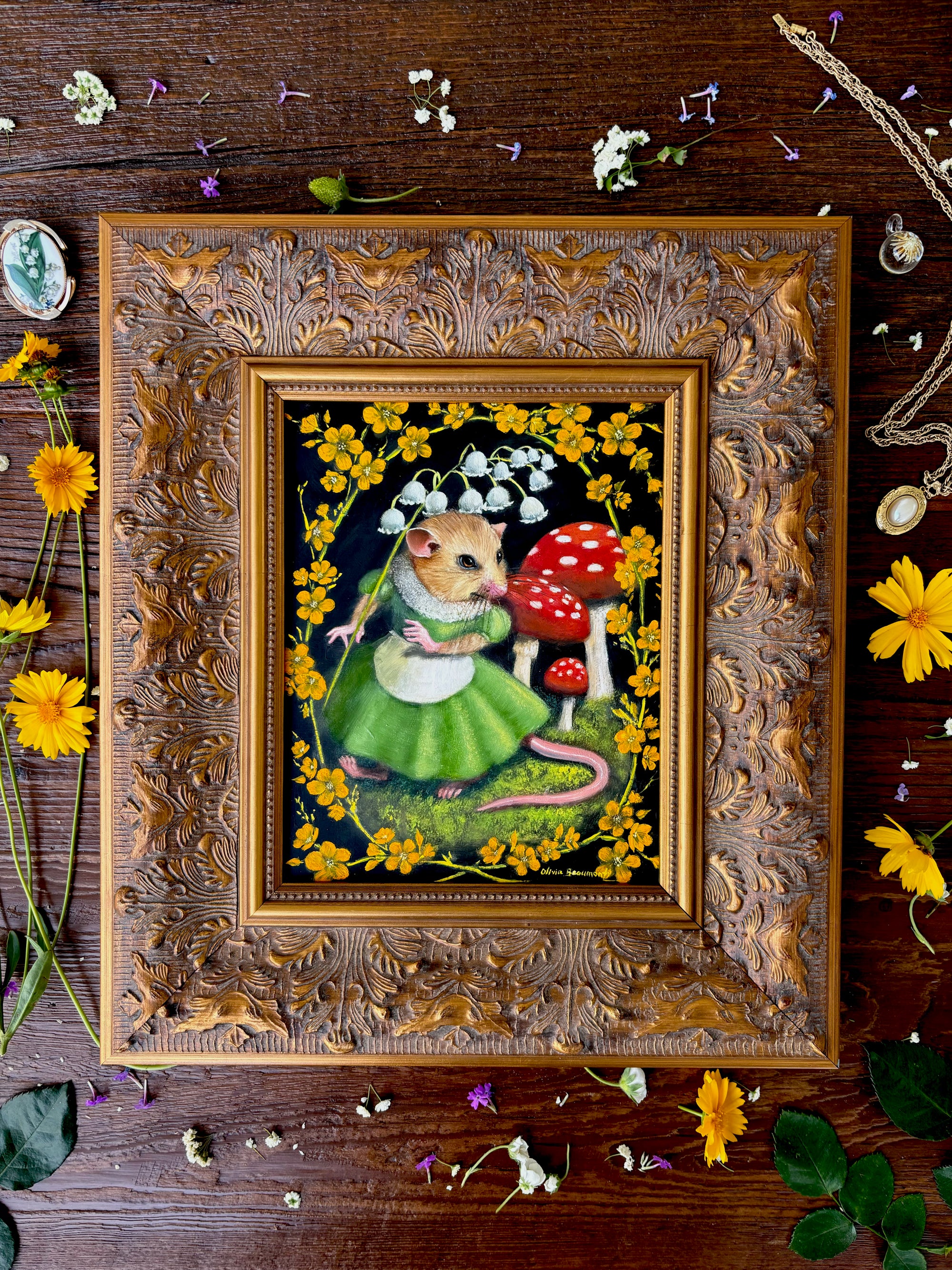 Mouse Art - Miss Marigold - original oil painting
