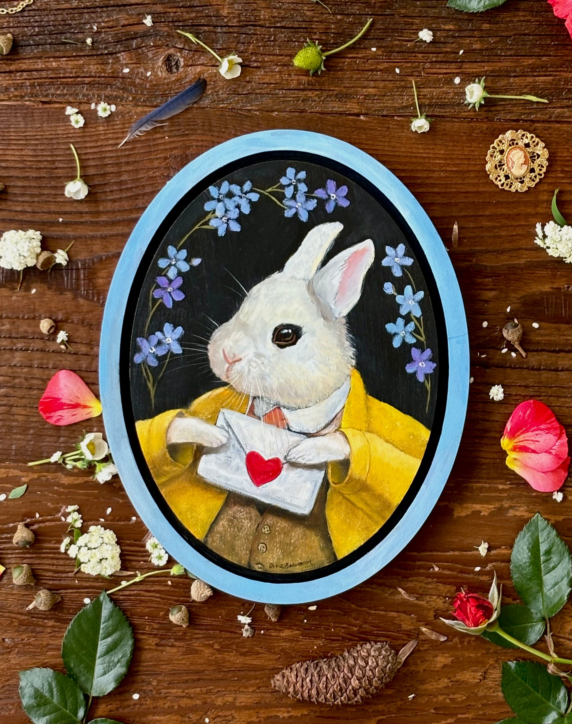 Bunny Art - Bowie: Forget Me Not- original oil painting