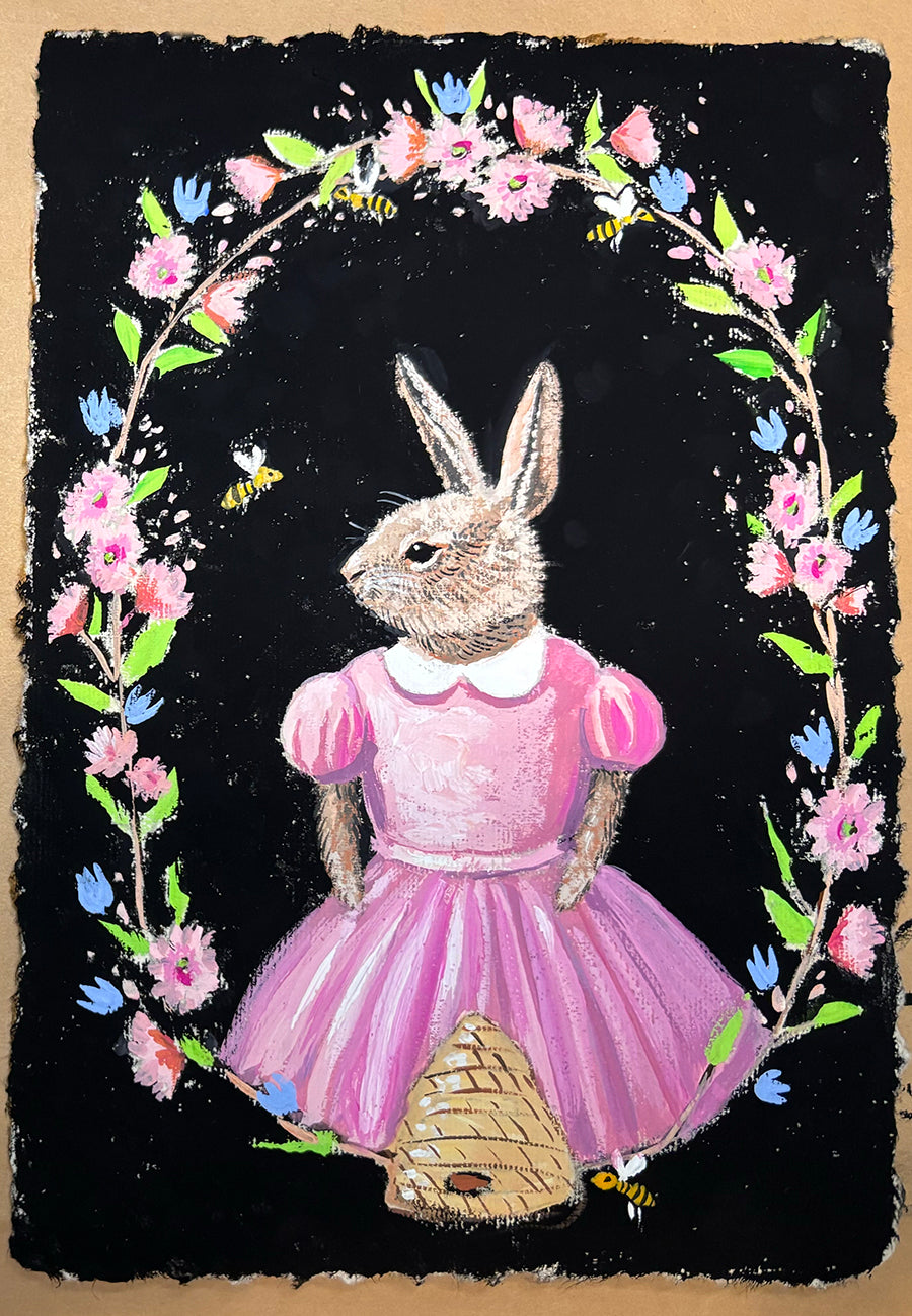 Peony Bunny - Original Painting