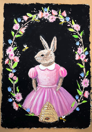 Peony Bunny - Original Painting