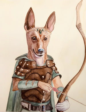 Custom pet portrait from photo (with costume or theme)