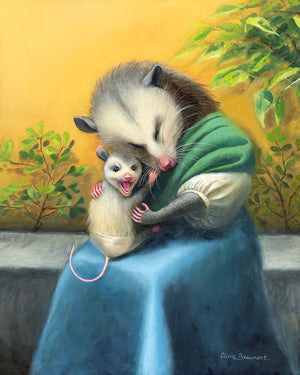 Madonna & Child - opossums - original oil painting